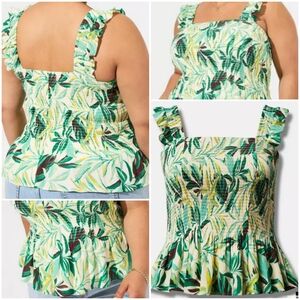NWT Torrid  Peplum Washable Crinkle Gauze Smocked Tank Top Sz 2X